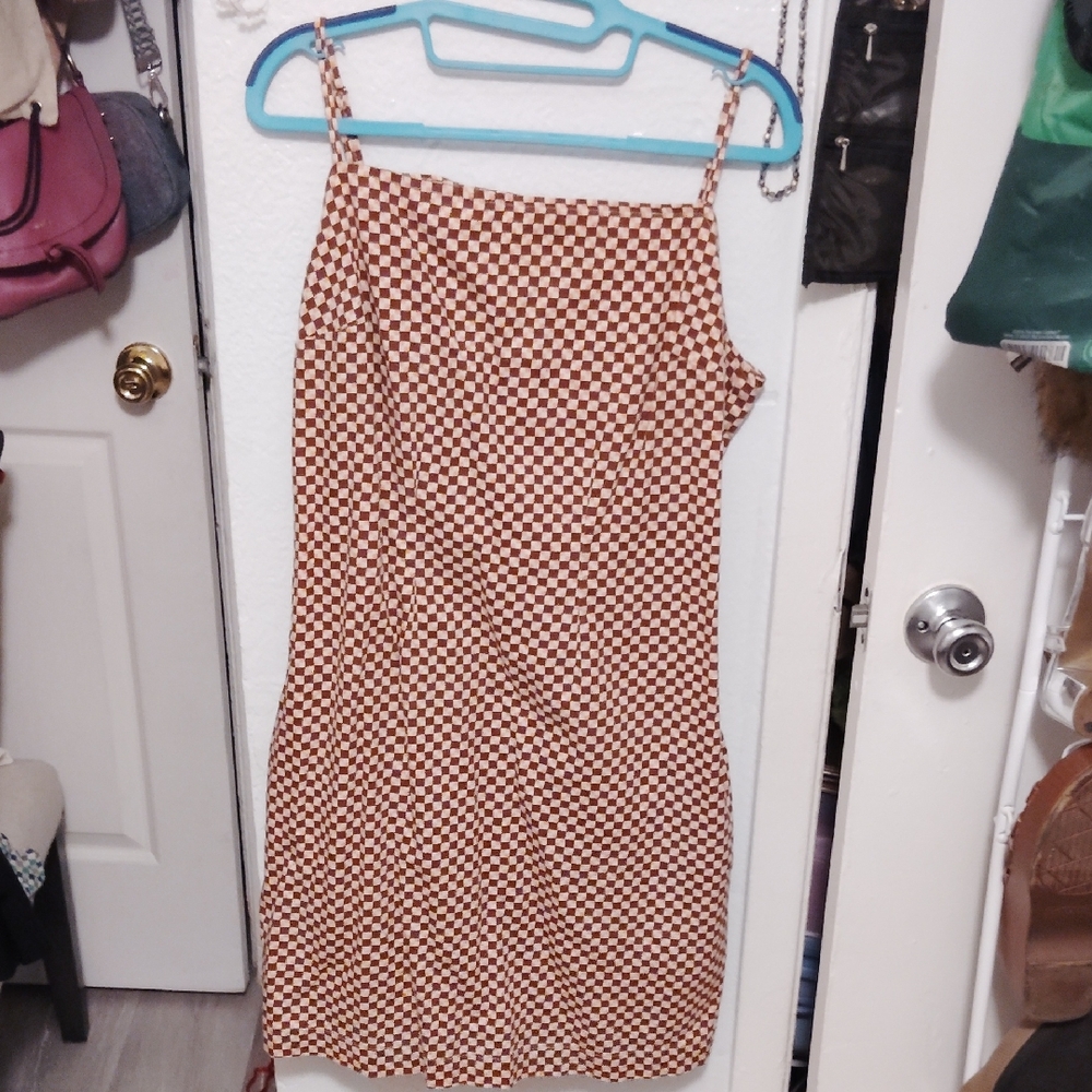 Levi's Brown and White Slip Mini Dress Spaghetti Strap